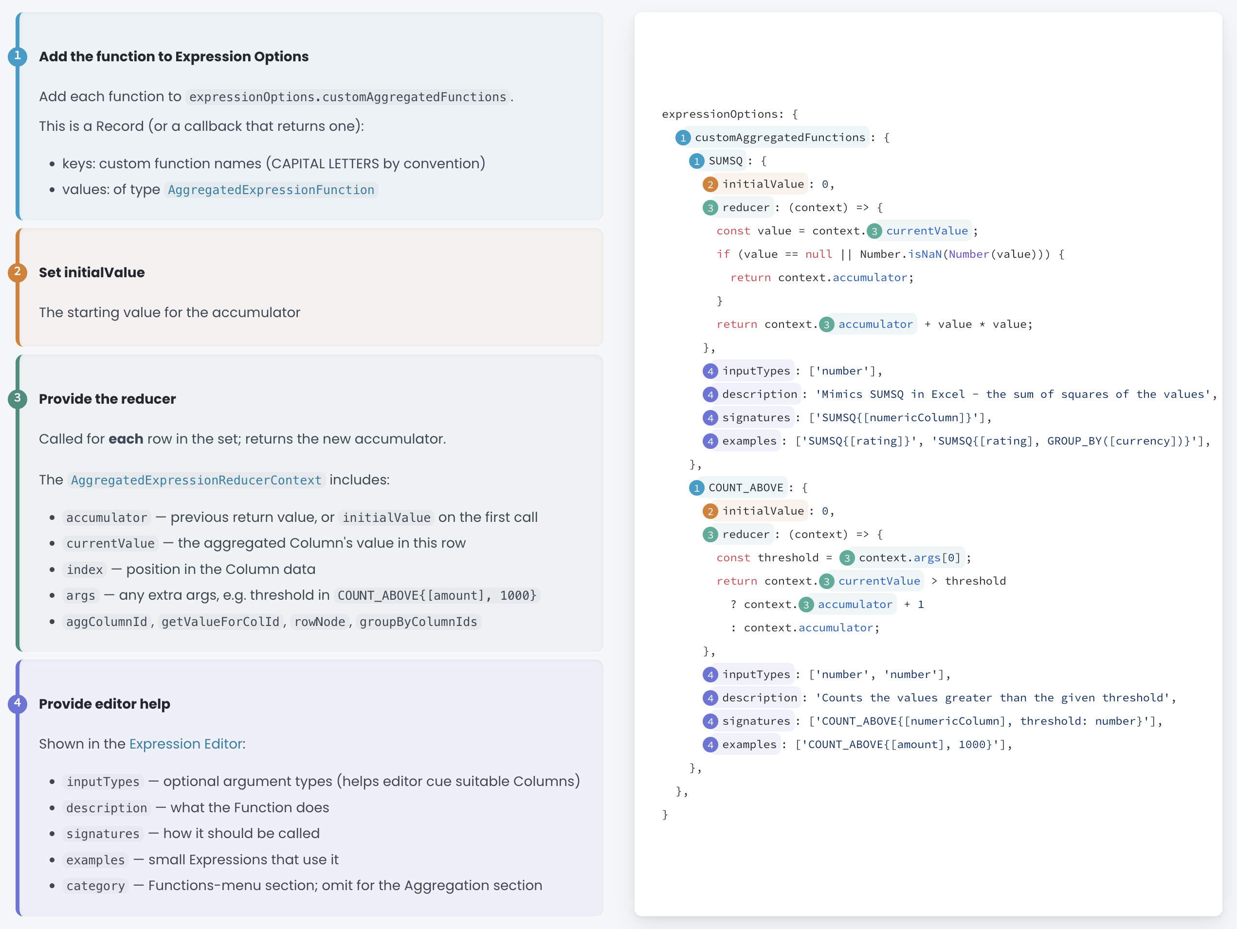 Defining 2 Custom Aggregation Expression Functions